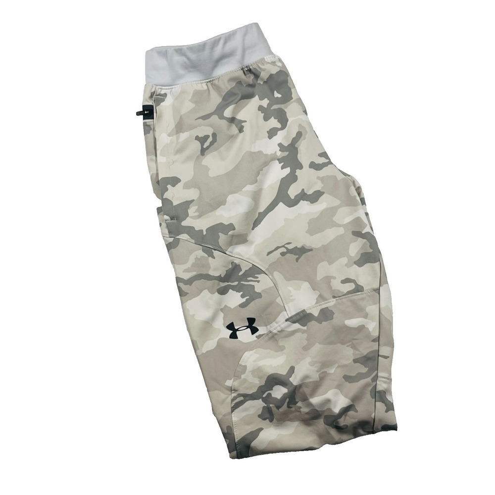 Under Armour Joggers Men Medium Grey Camo Fitted Drawstring Athletic Pants